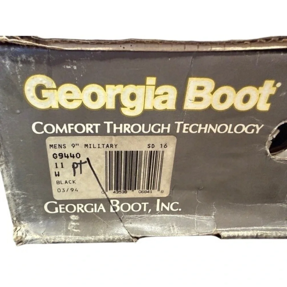 Georgia Boot Mens 9 Inch Military Work Boots Black Leather Lace Up 11 W New‎